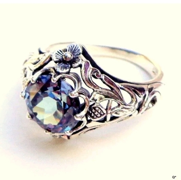 925 silver gorgeous multi colorful stone women's ring - Picture 10 of 11